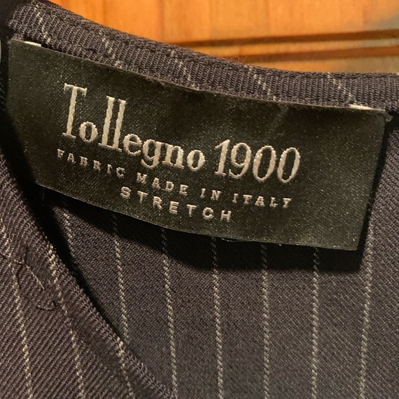 Tollegno 1900 Lord & Taylor 424 Fifth Black Pinstripe Top Size 8 - Picture 5 of 5